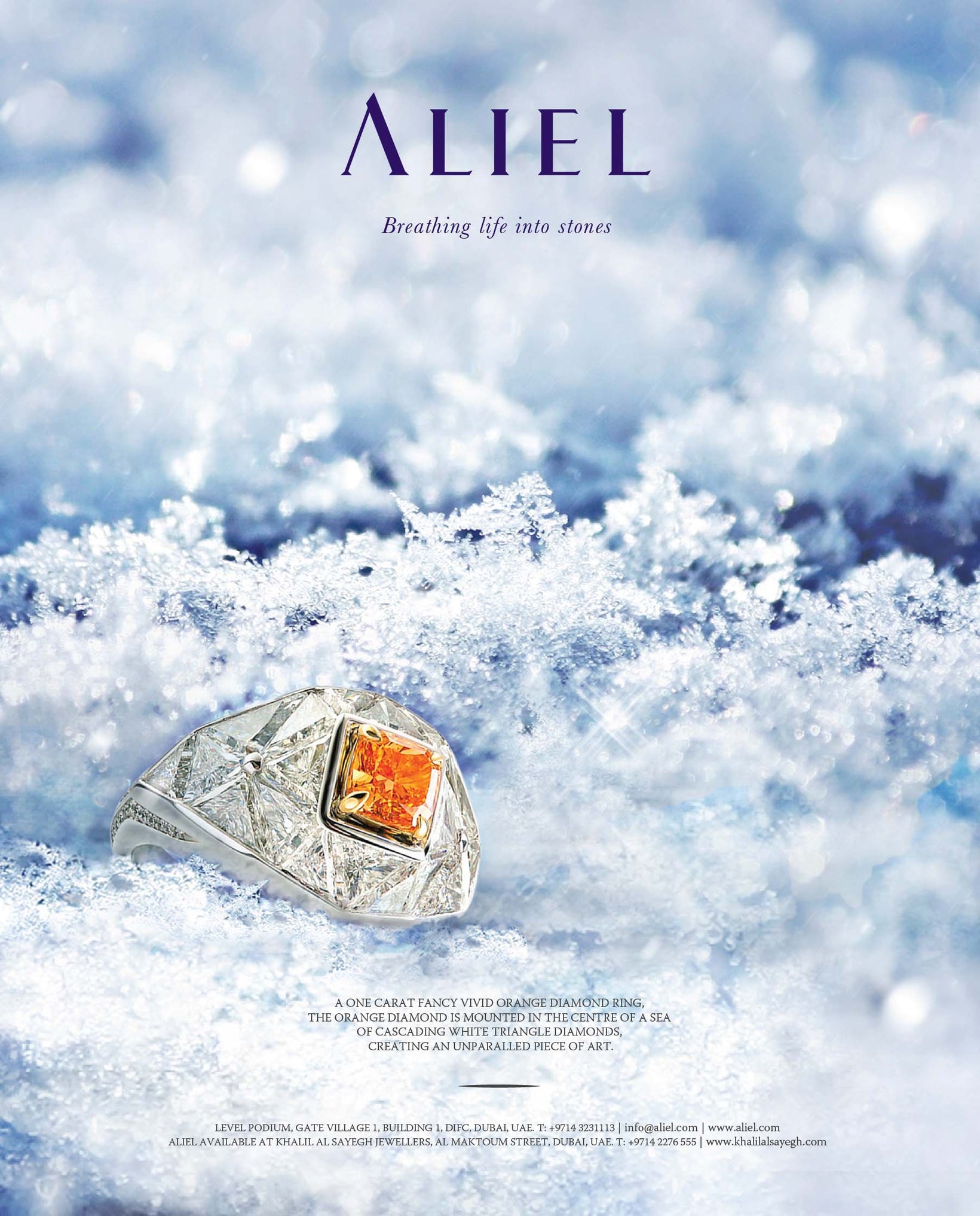 Aliel Poster, yellow and white diamond ring