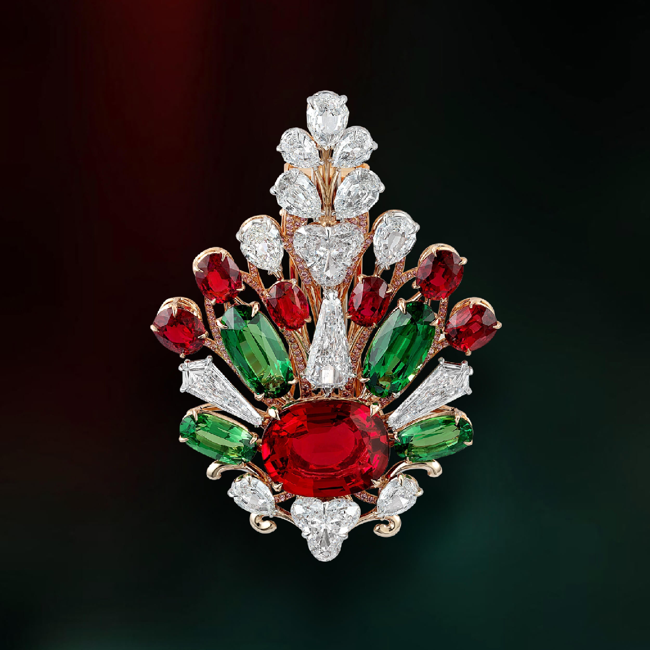 Red Burmese Spinel Brooch