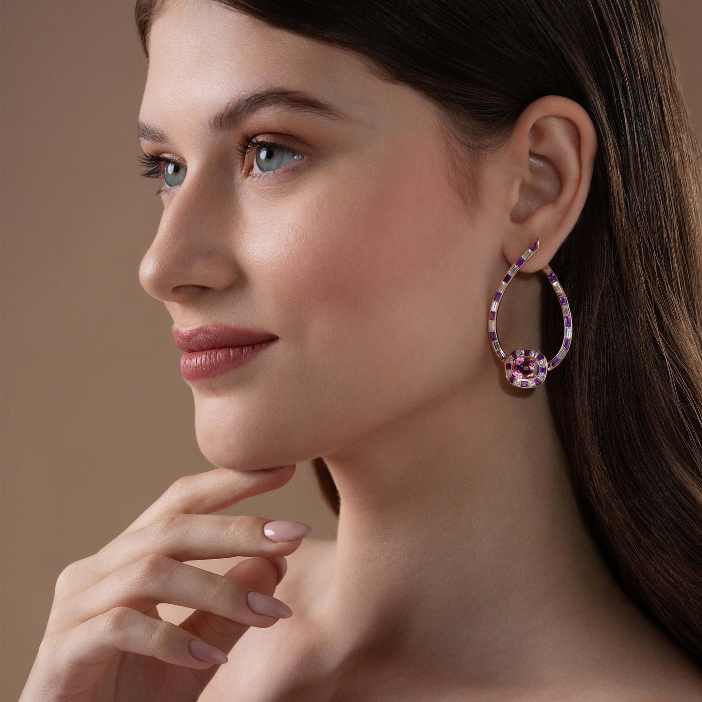 Spinel, Amethyst and diamond earrings Aliel high Jewellery CEN01172-2