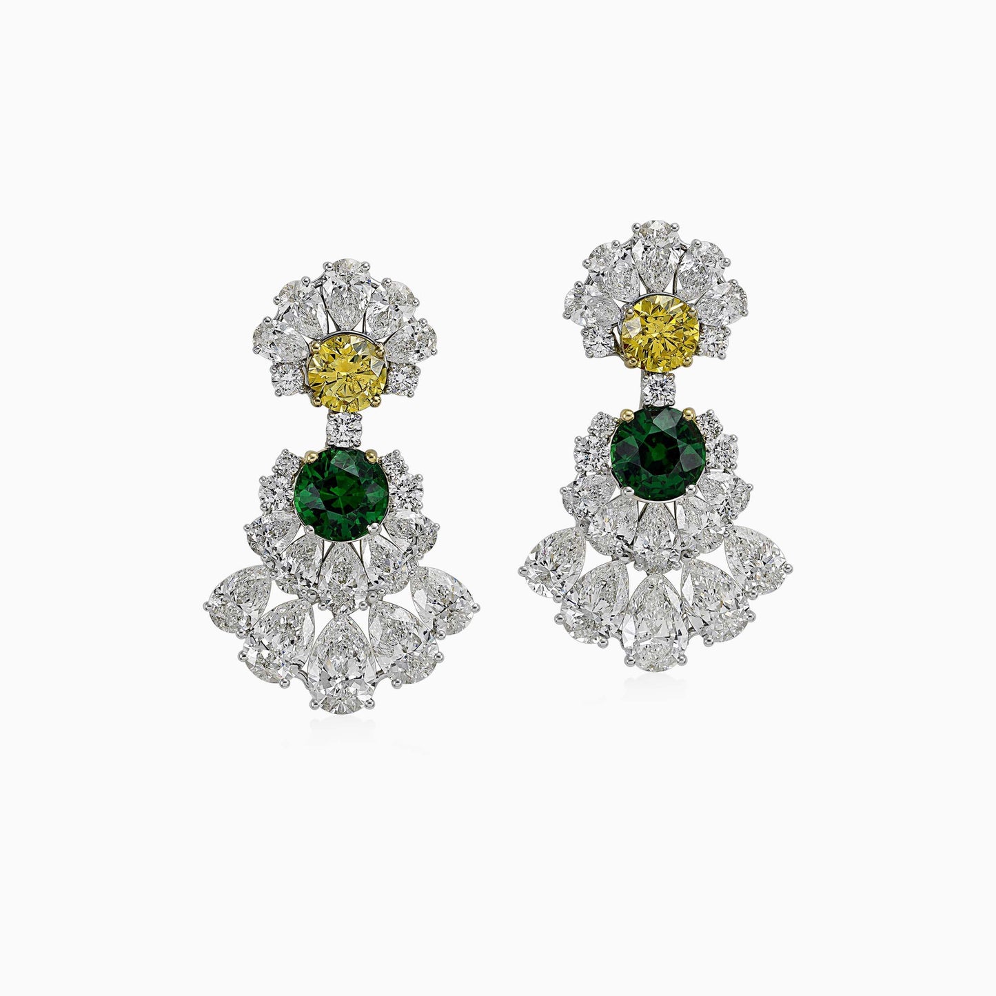 Tsavorite Fancy Vivid Yellow Diamond Earrings High Jewellery Aliel CEN01187