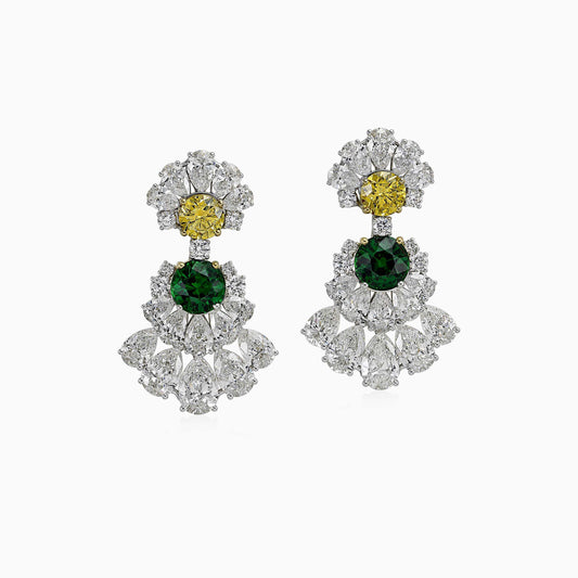 Tsavorite Fancy Vivid Yellow Diamond Earrings High Jewellery Aliel CEN01187