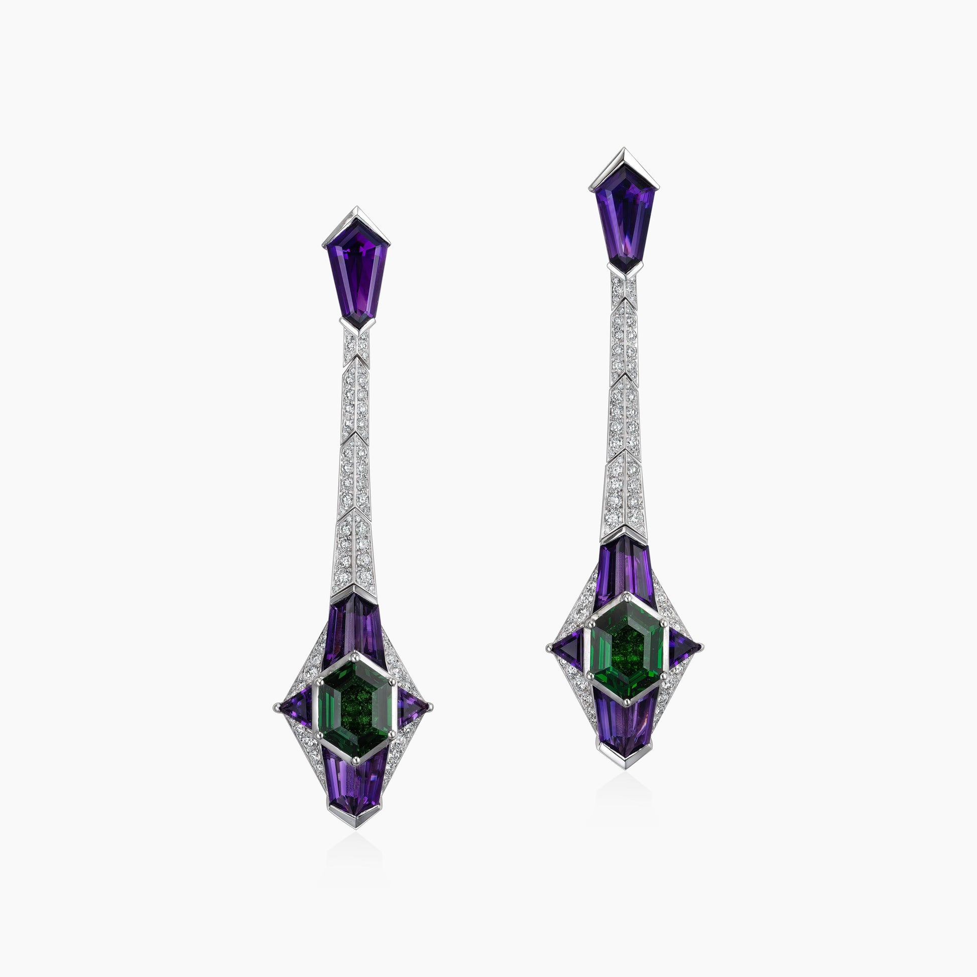 Amethyst and Tsavorite Earrings - High Jewellery - ALIEL