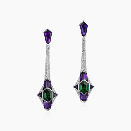 Amethyst and Tsavorite Earrings - High Jewellery - ALIEL