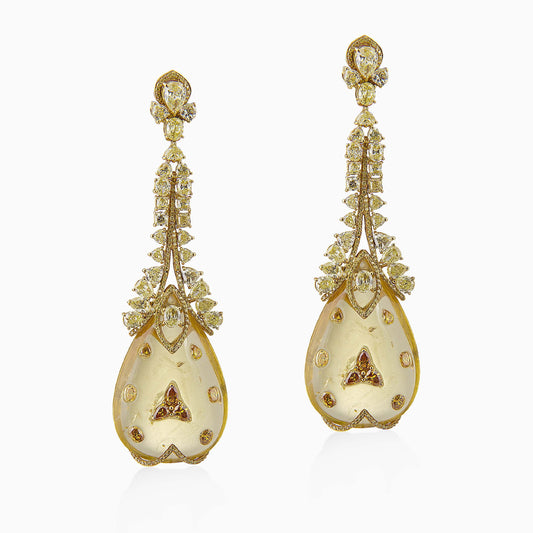 Beryl and Fancy Yellow Diamond Earrings - High Jewellery - ALIEL