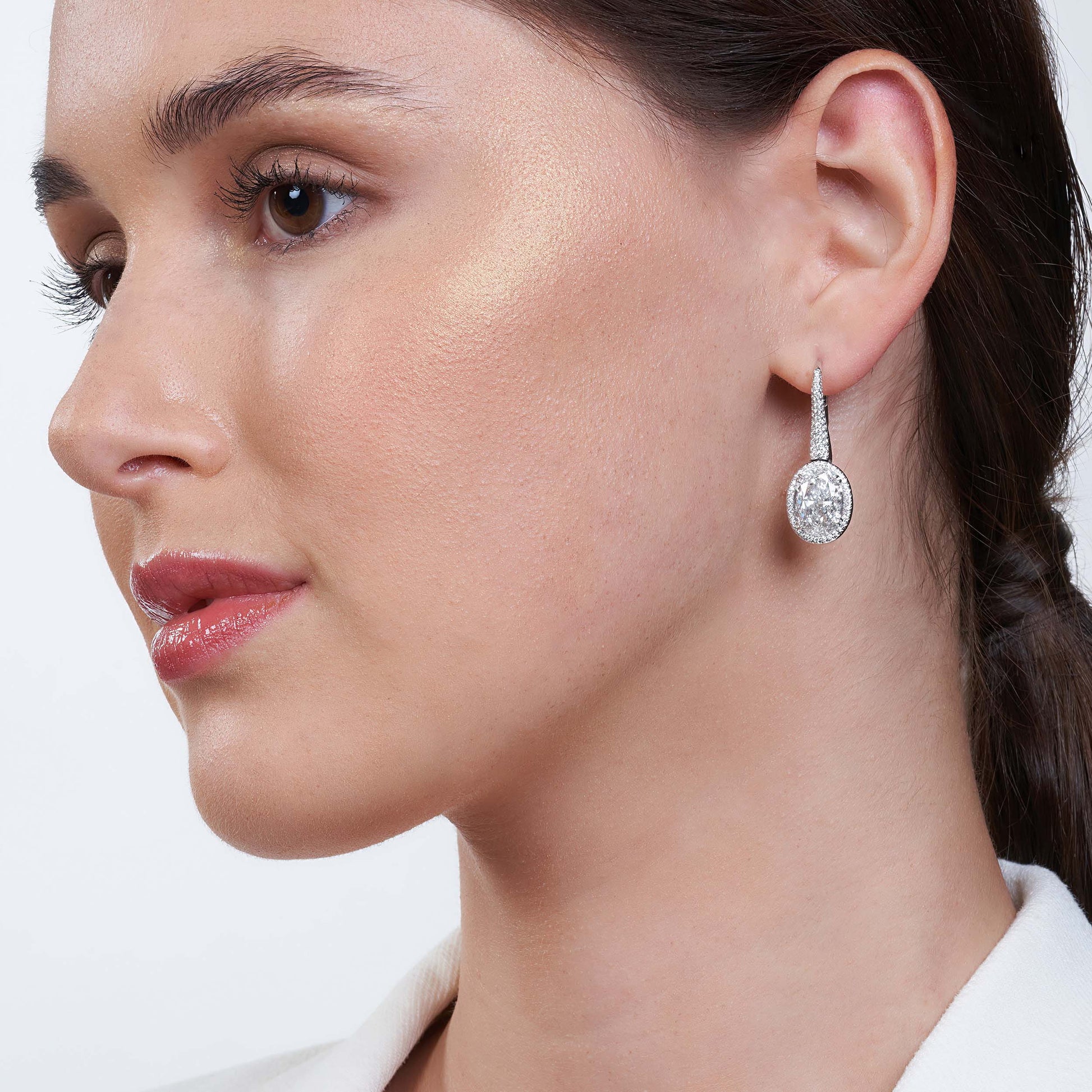 Oval Solitaire Earrings - High Jewelry Earrings CEN00886 by Aliel