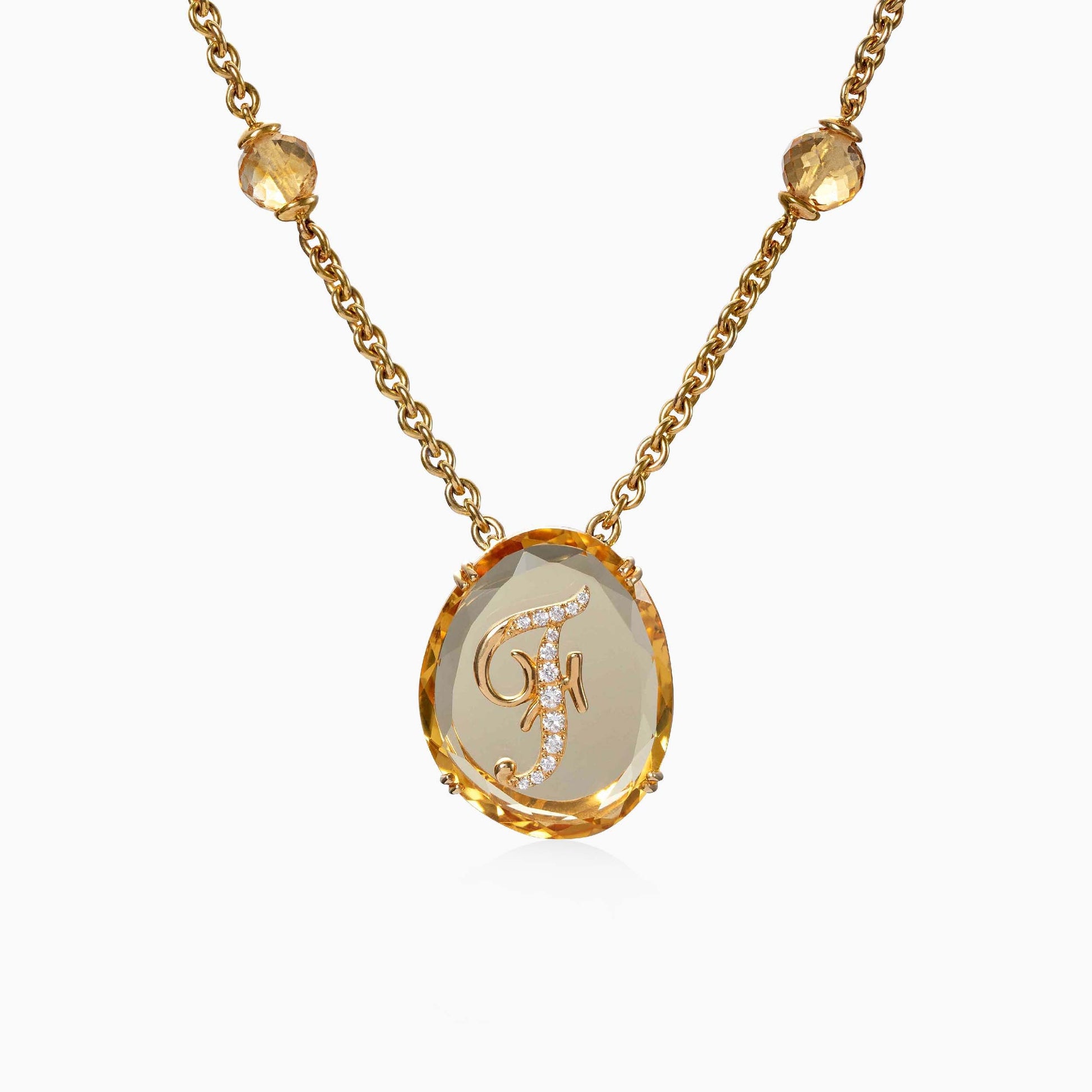Citrine Alphabet Pendant - Fine Jewellery - ALIEL