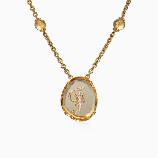 Citrine Alphabet Pendant - Fine Jewellery - ALIEL