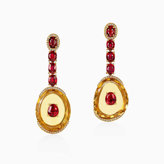 Citrine and Spinel Earrings - Fine Jewellery - ALIEL