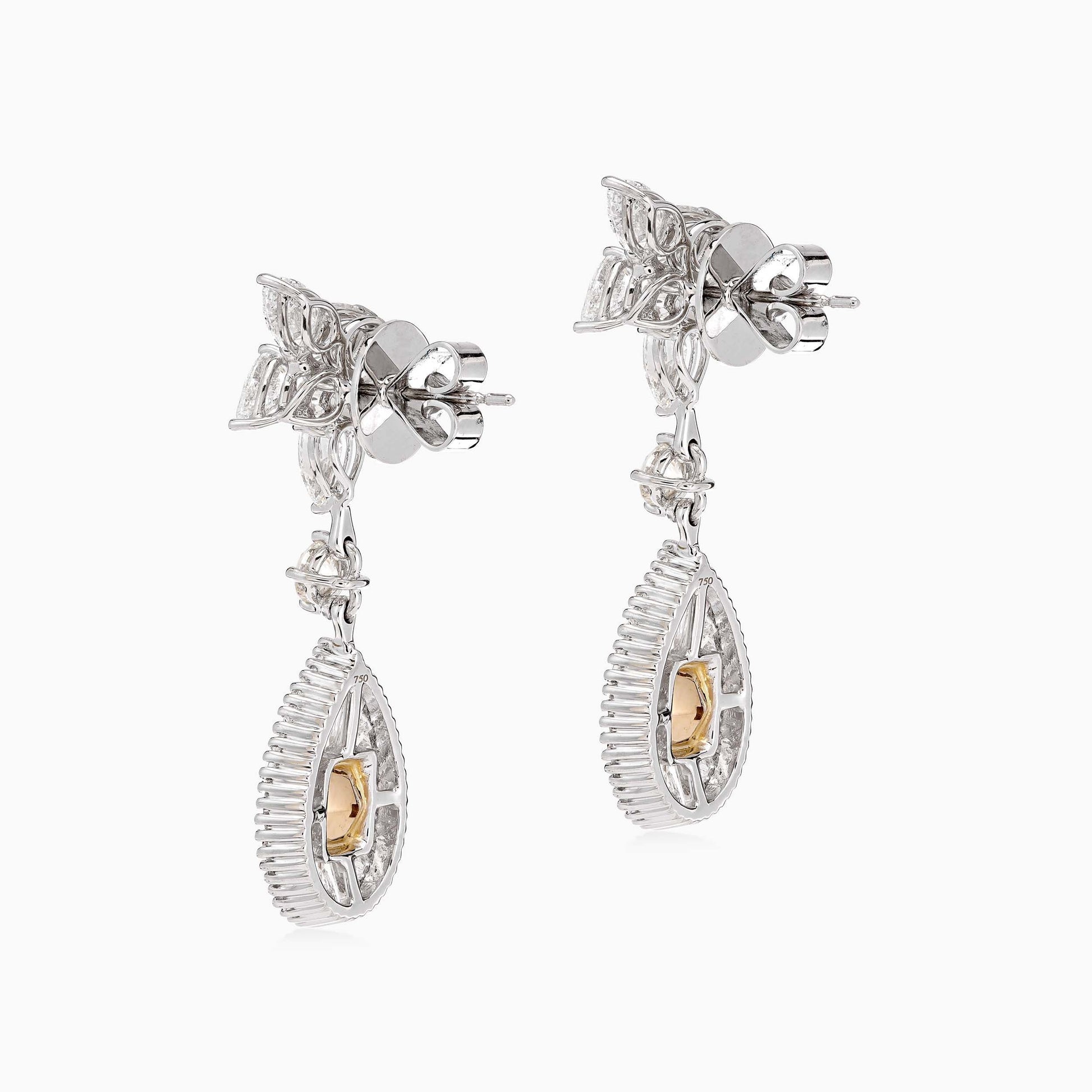 Yellow and White diamond Earrings