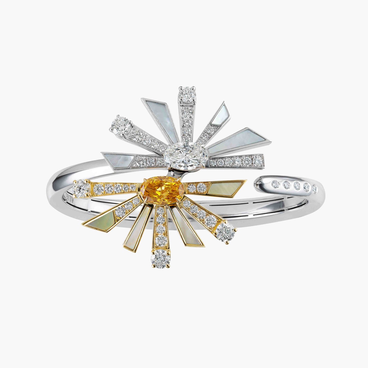 Diamond Bangle in White and Yellow Gold - High Jewellery - ALIEL
