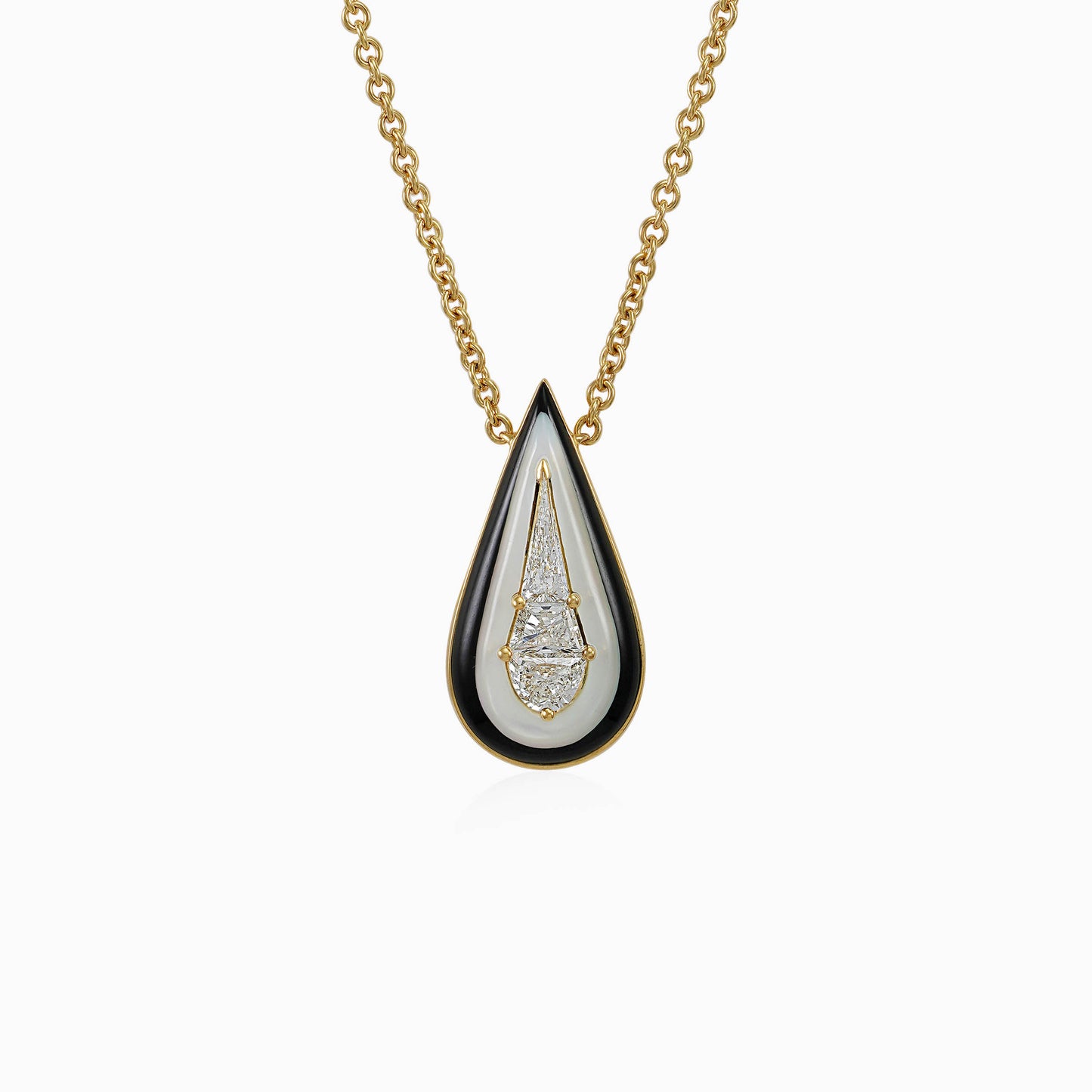 Drop Shaped Diamond Pendant in Yellow Gold - Fine Jewellery - ALIEL