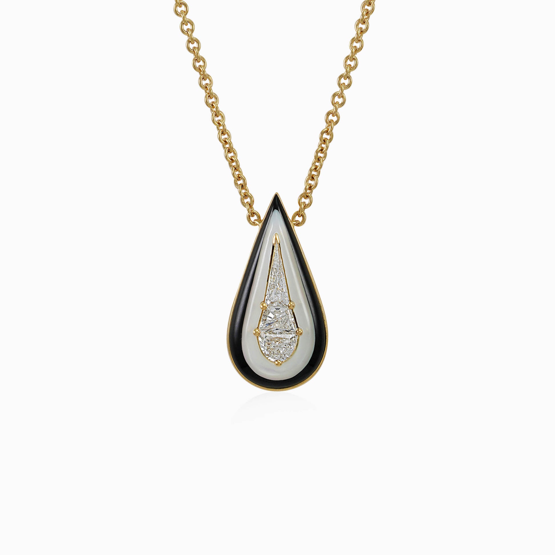 Drop Shaped Diamond Pendant in Yellow Gold - Fine Jewellery - ALIEL
