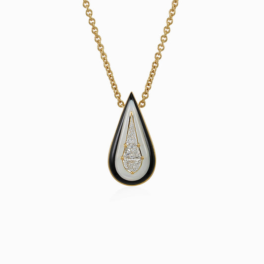 Drop Shaped Diamond Pendant in Yellow Gold - Fine Jewellery - ALIEL