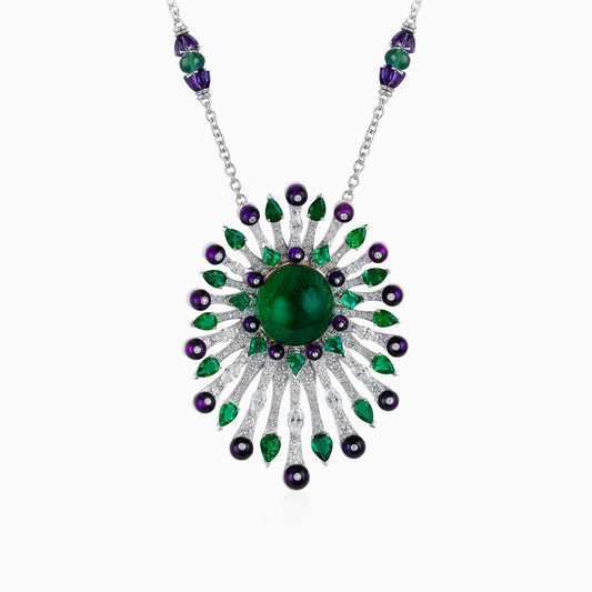 Emerald and Amethyst Diamond Pendant - High Jewellery - ALIEL