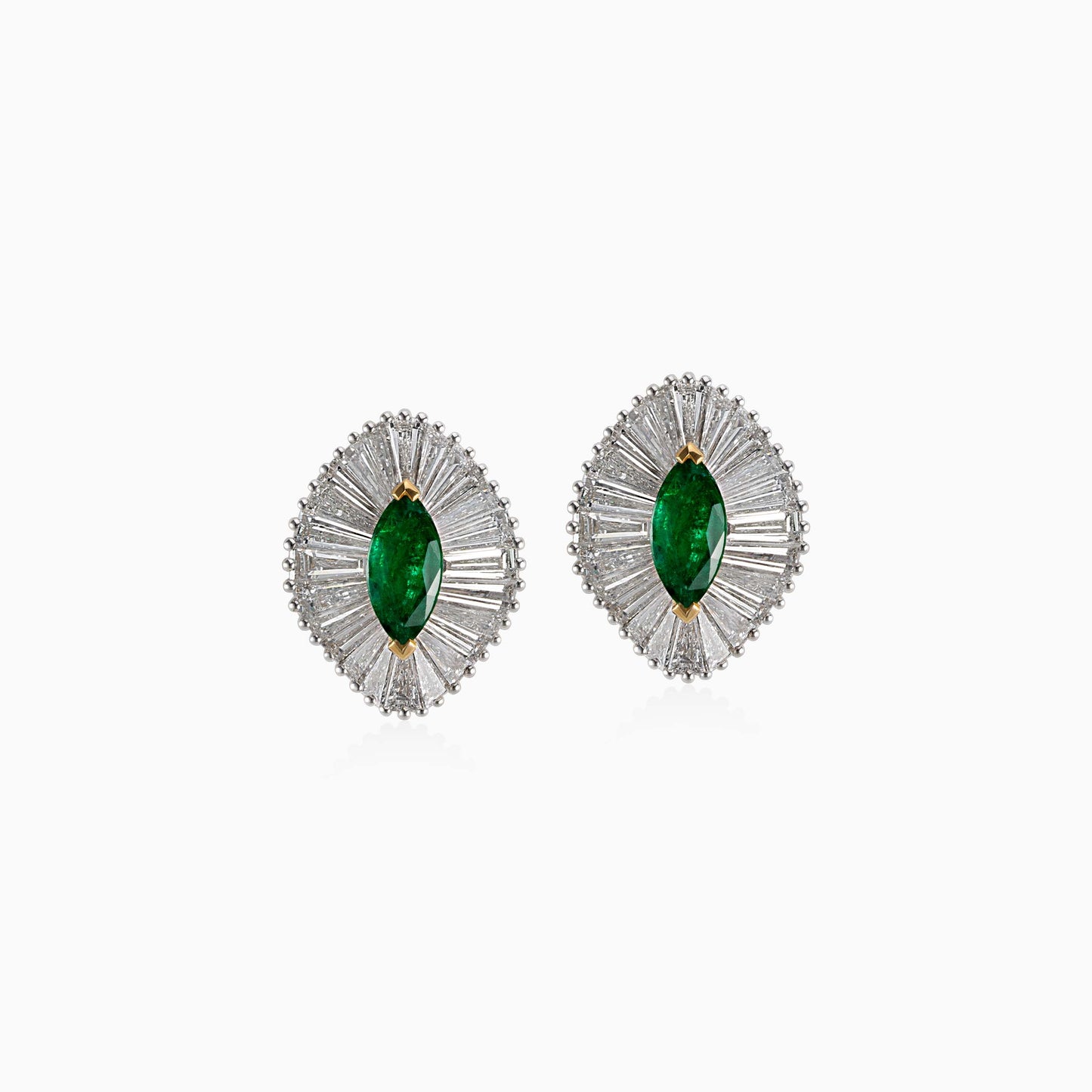 Emerald and Diamond Earrings in White Gold - Fine Jewellery - ALIEL