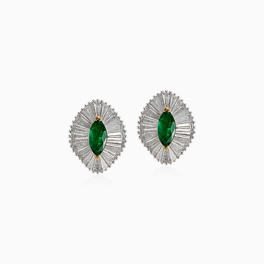 Emerald and Diamond Earrings in White Gold - Fine Jewellery - ALIEL