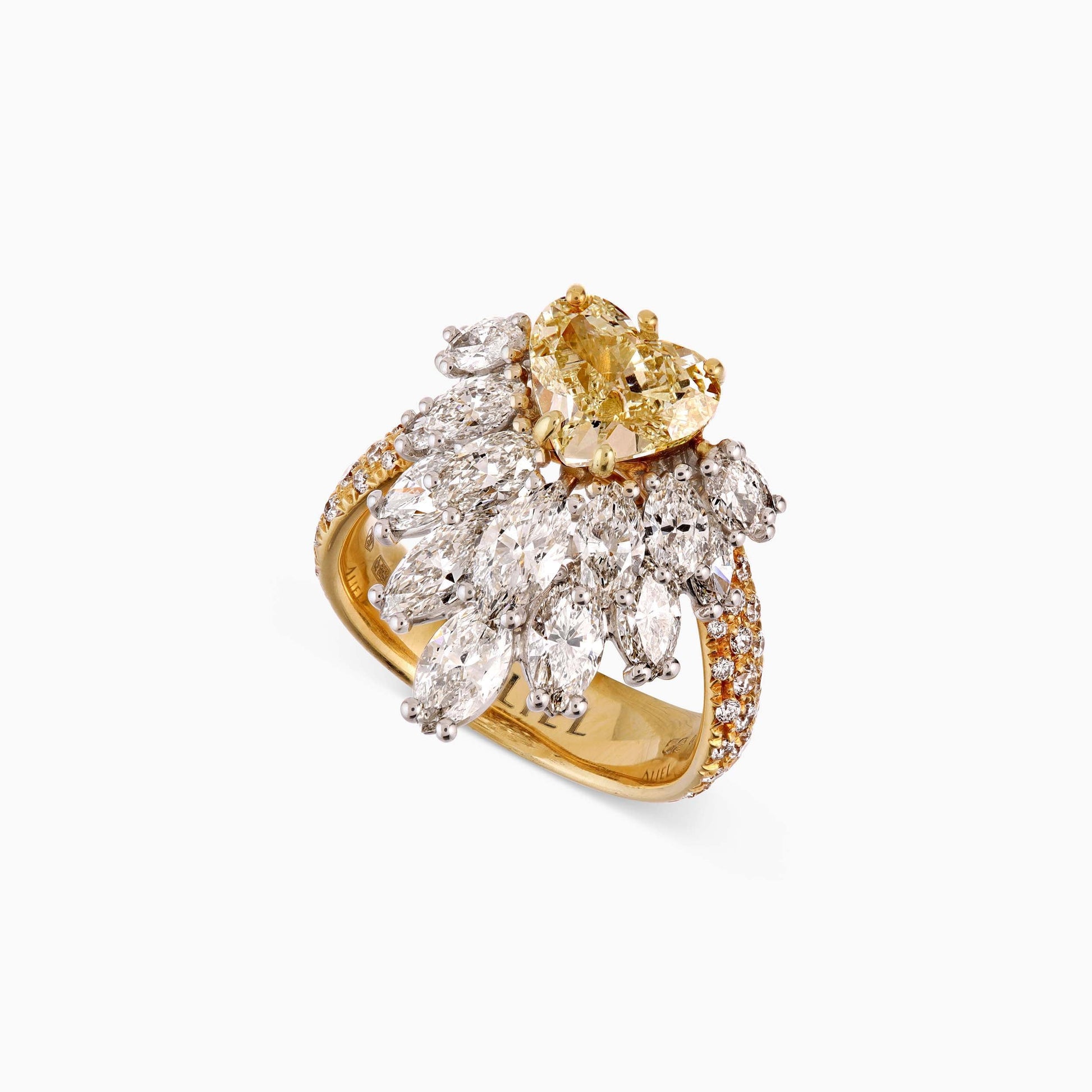 Heart shaped Yellow and White Diamond Ring - High Jewellery - ALIEL