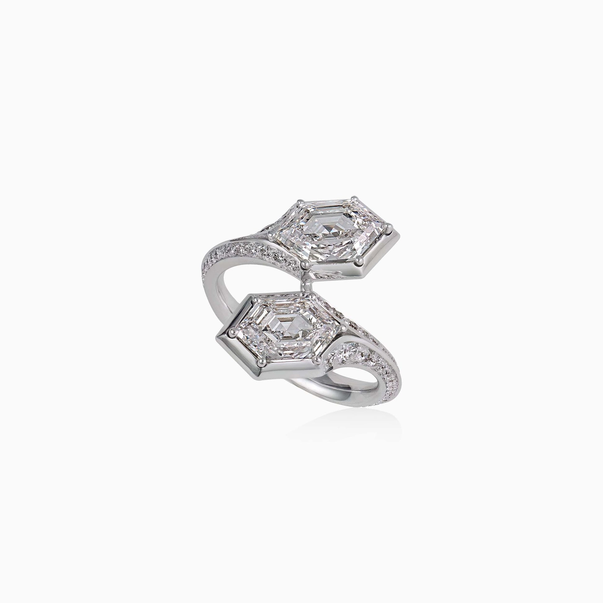 Hexagon Diamond Ring in White Gold - High Jewellery - ALIEL
