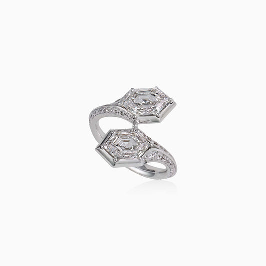 Hexagon Diamond Ring in White Gold - High Jewellery - ALIEL