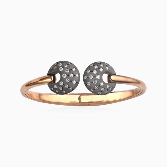 Luce Diamond Bangle in Titanium and Rose Gold - Luce - ALIEL