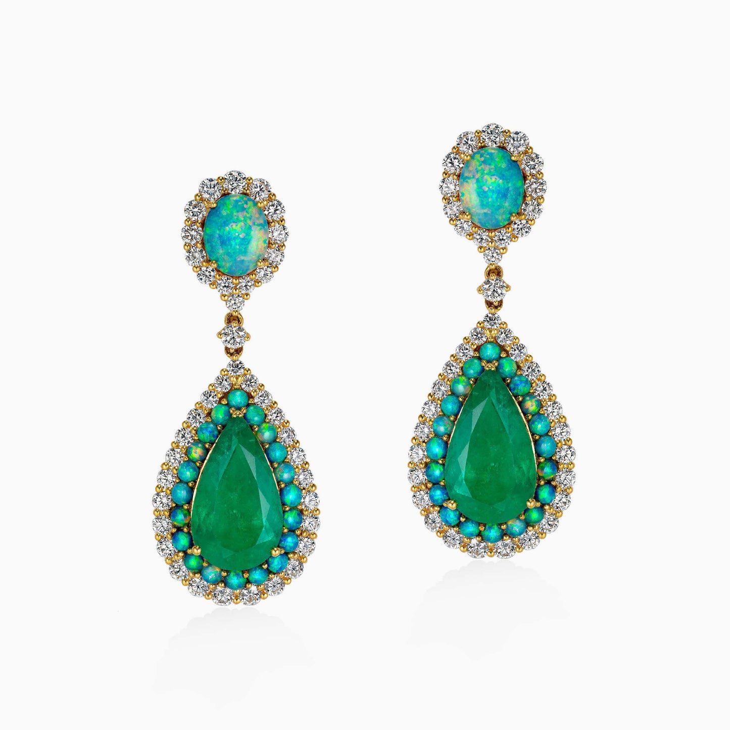 Opal and Emerald Earrings - High Jewellery - ALIEL