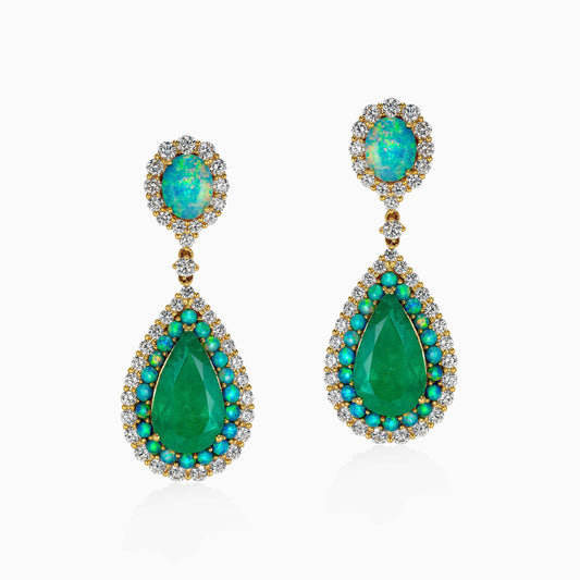 Opal and Emerald Earrings - High Jewellery - ALIEL