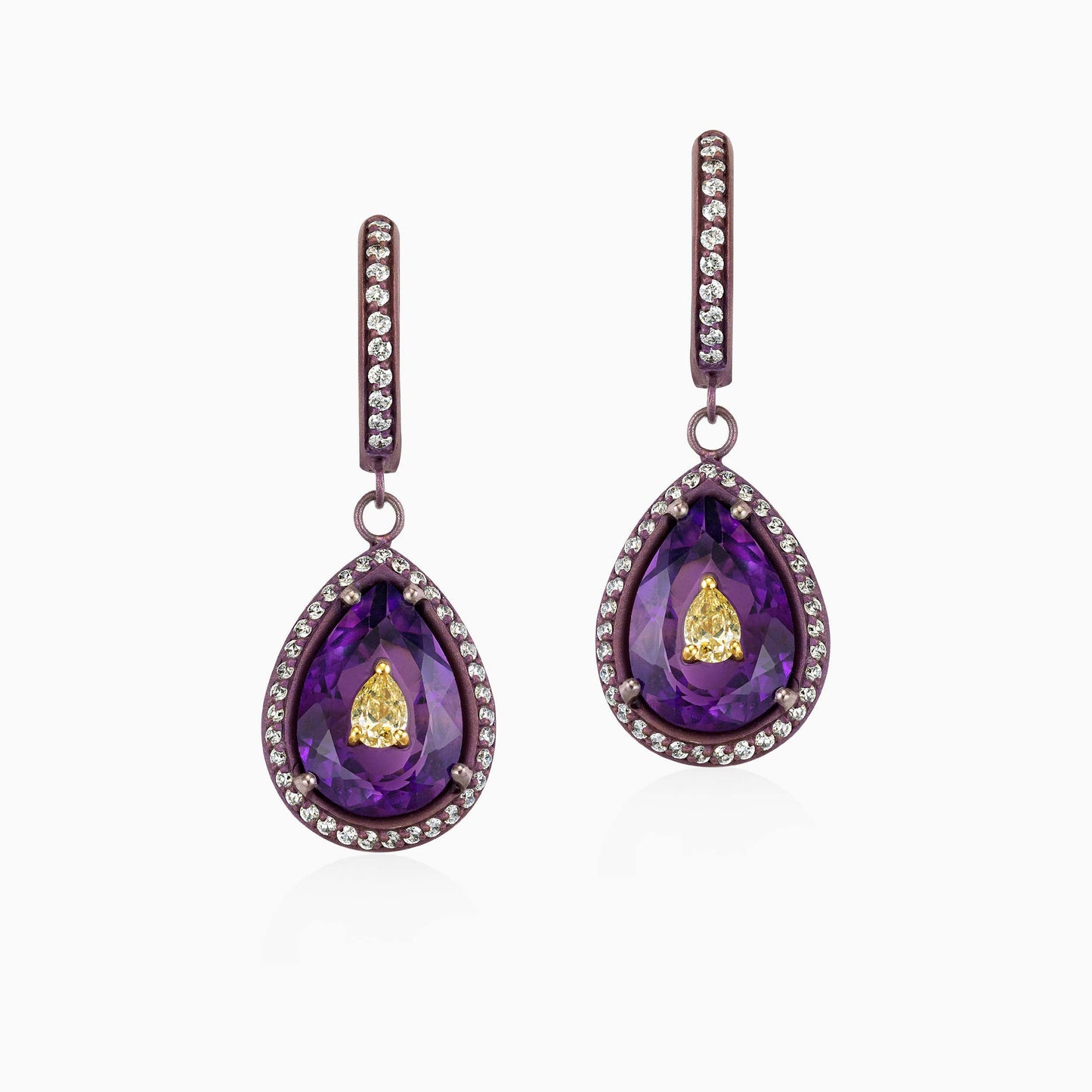 Pietra Amethyst Earrings in Titanium - Pietra - ALIEL
