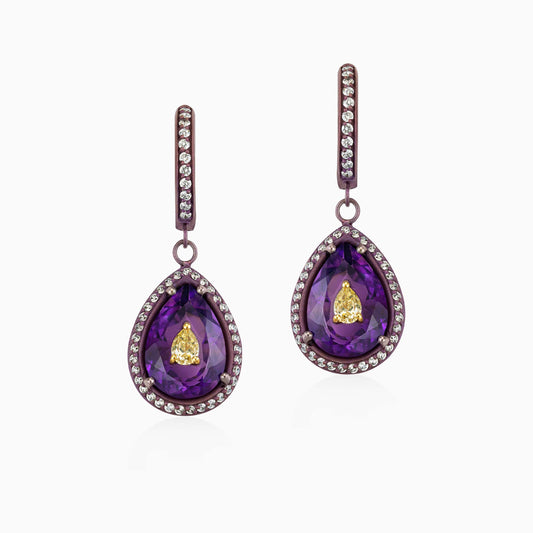 Pietra Amethyst Earrings in Titanium - Pietra - ALIEL