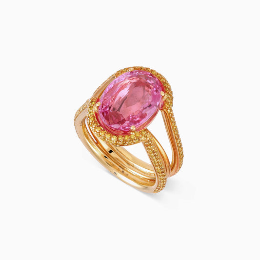 Pink Sapphire and Fancy Yellow Diamond Ring - Fine Jewellery - ALIEL