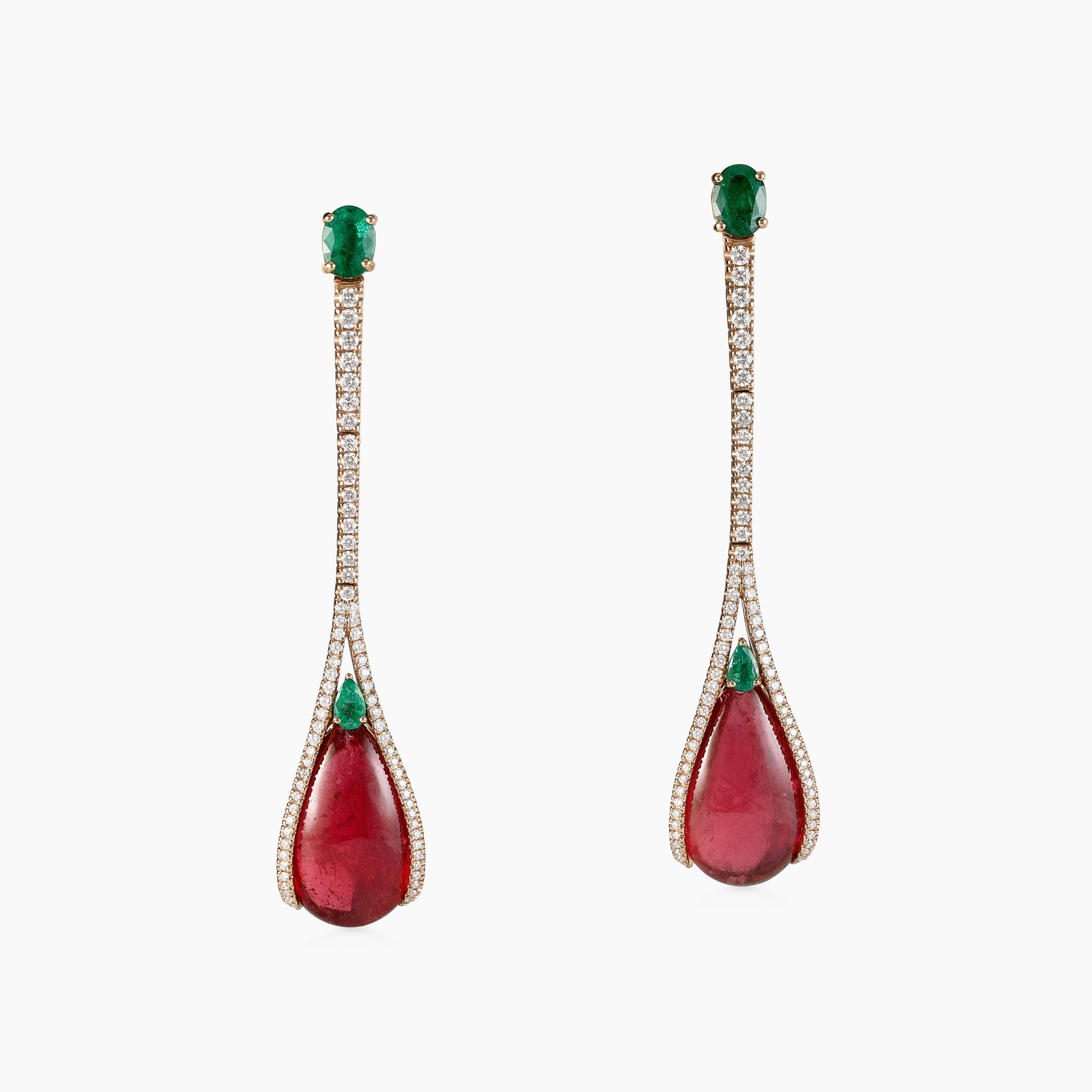 Rubellite and Emerald Earrings - Fine Jewellery - ALIEL