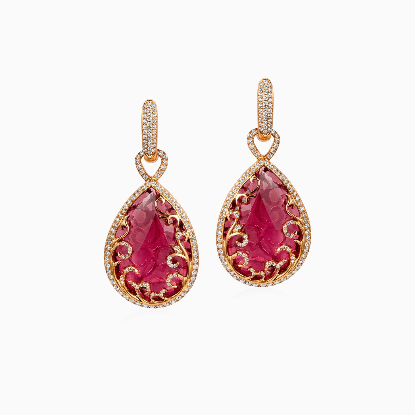 Rubellite Earrings in Rose Gold - Fine Jewellery - ALIEL