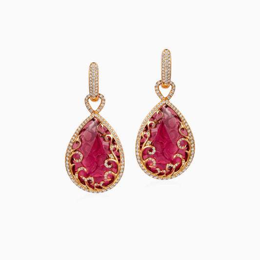 Rubellite Earrings in Rose Gold - Fine Jewellery - ALIEL