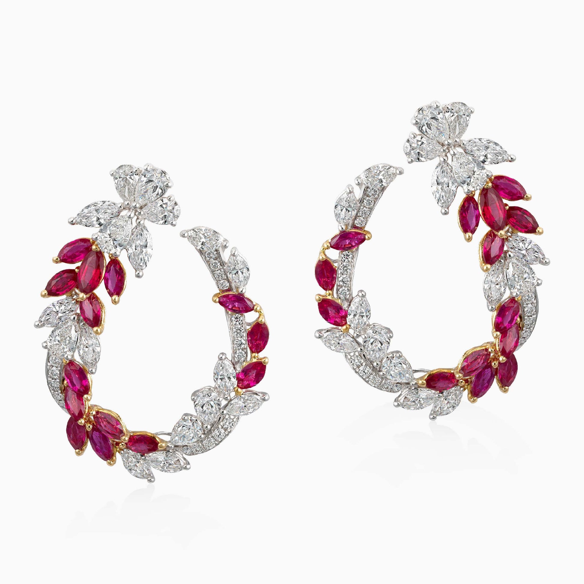 Ruby and Diamond Hoop Earrings - High Jewellery - ALIEL