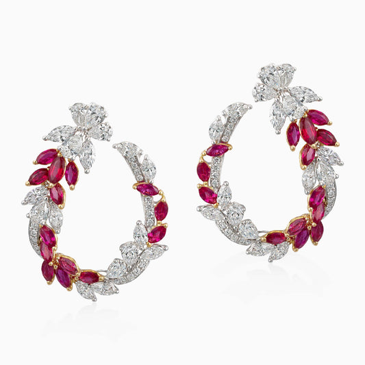Ruby and Diamond Hoop Earrings - High Jewellery - ALIEL