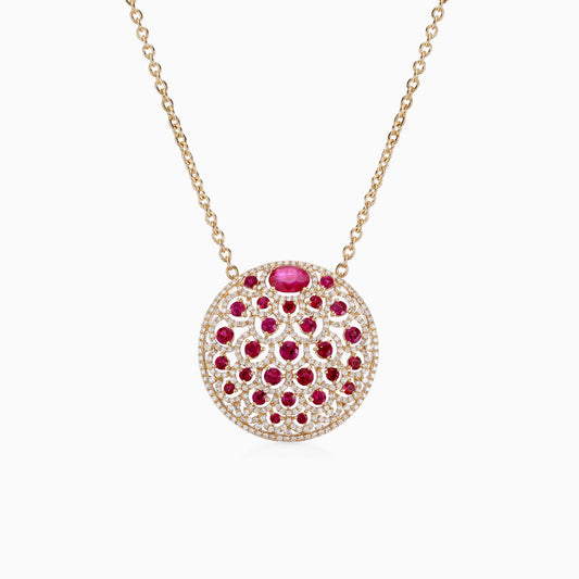 Ruby and Diamond Pendant in Yellow Gold - Fine Jewellery - ALIEL
