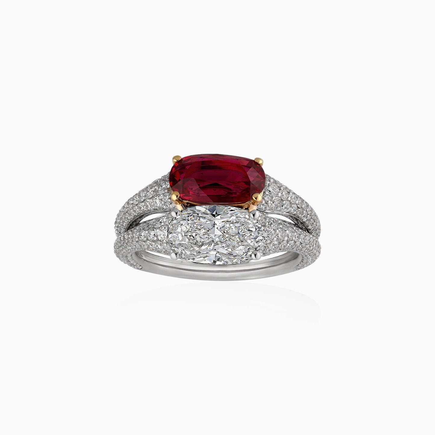 Ruby and Diamond Ring in White Gold - High Jewellery - ALIEL