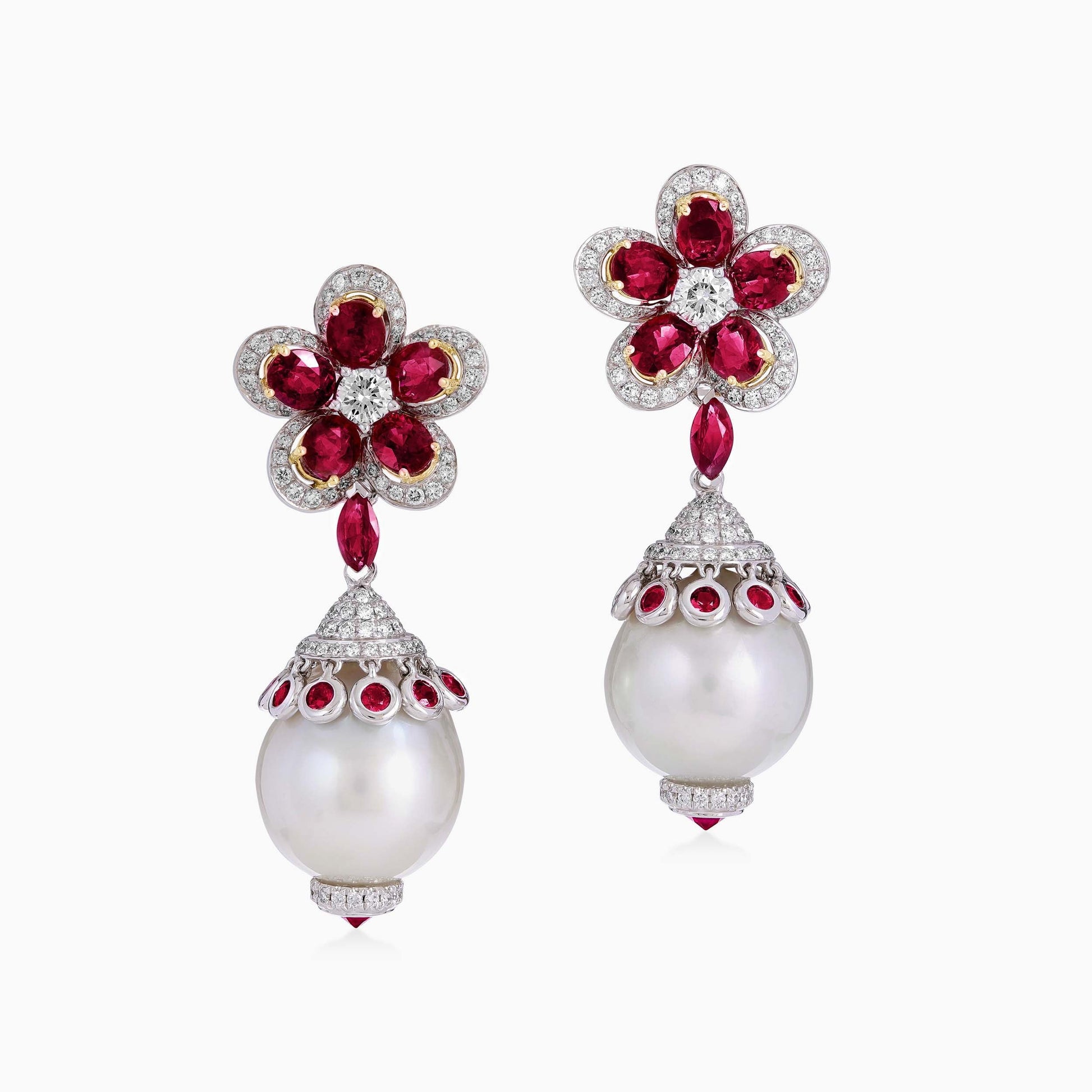 Ruby and Pearl Earrings - Fine Jewellery - ALIEL