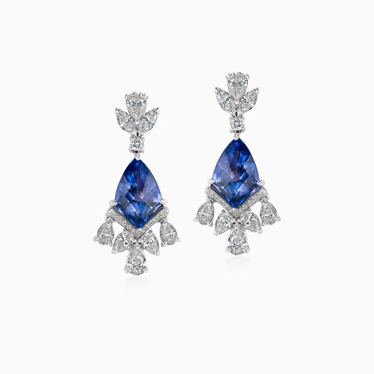 Tanzanite and Diamond Earrings in White Gold - Fine Jewellery - ALIEL