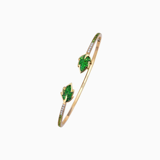 Tsavorite and Diamond Bangle in Yellow Gold - Fine Jewellery - ALIEL