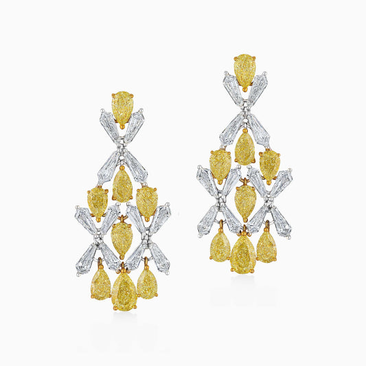 Yellow and White Diamond Earrings - High Jewellery - ALIEL