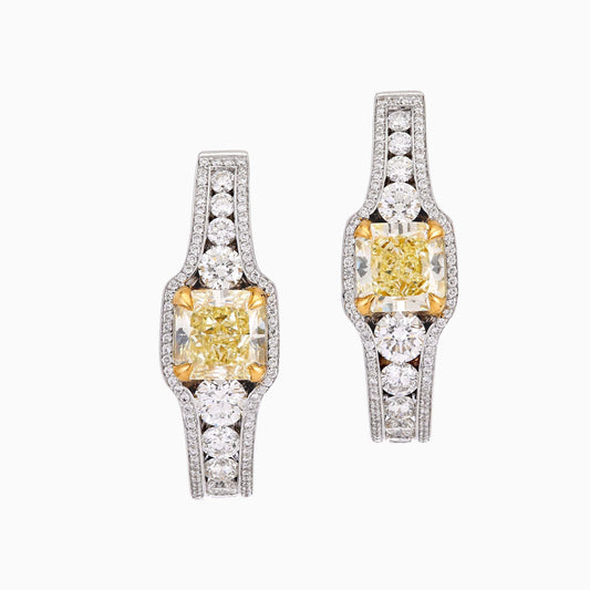 Yellow and White Diamond Earrings - High Jewellery - ALIEL