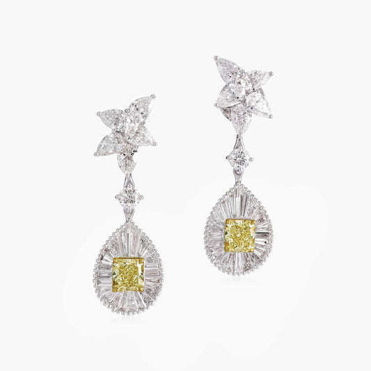 Yellow and White diamond Earrings - High Jewellery - ALIEL