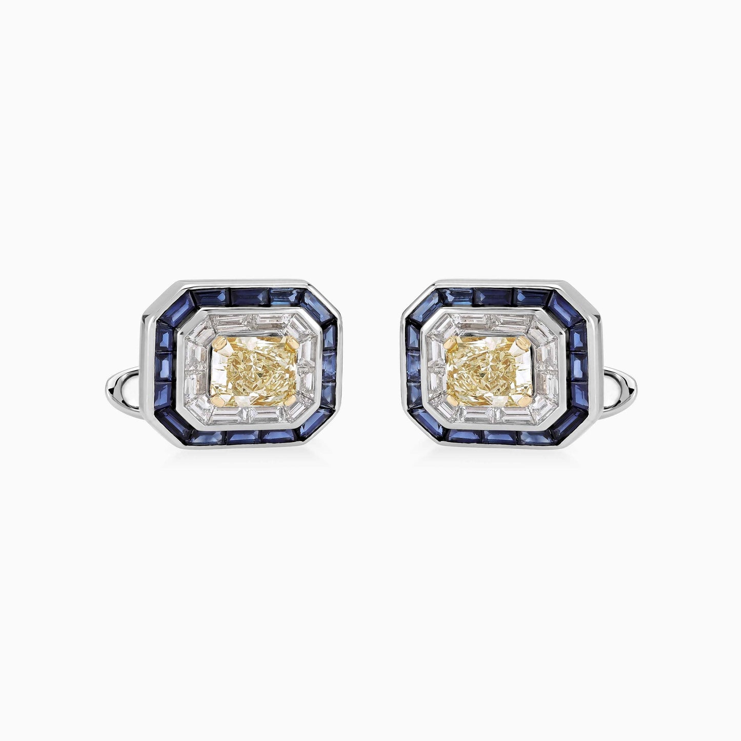 Yellow Diamond and Sapphire Cufflinks - Fine Jewellery - ALIEL