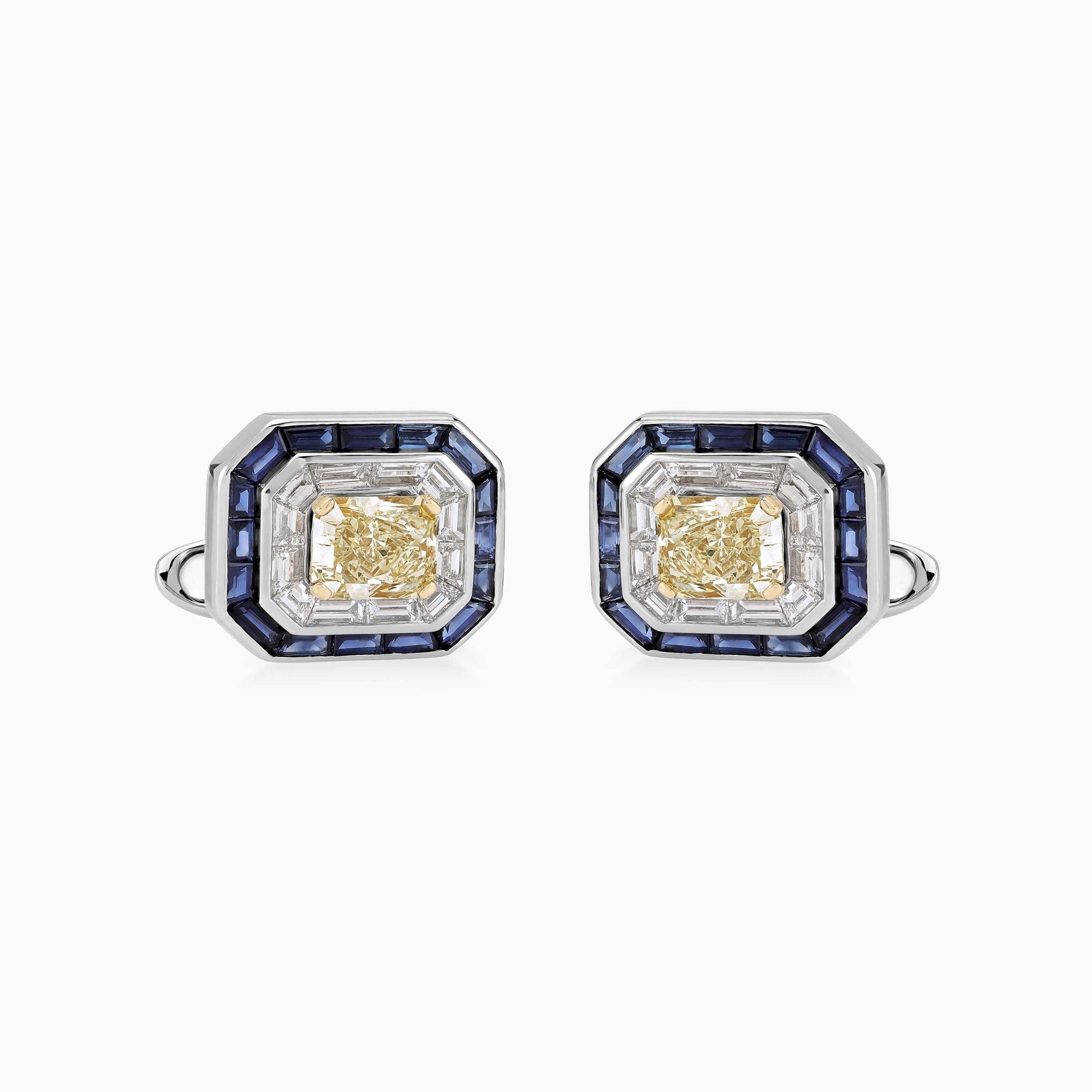Yellow Diamond and Sapphire Cufflinks - Fine Jewellery - ALIEL
