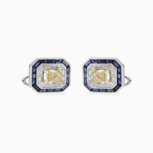 Yellow Diamond and Sapphire Cufflinks - Fine Jewellery - ALIEL