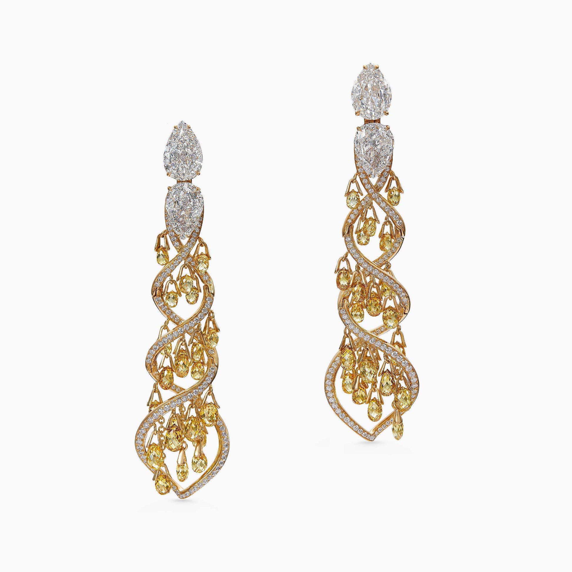 Yellow Diamond Briolette Earrings - High Jewellery - ALIEL