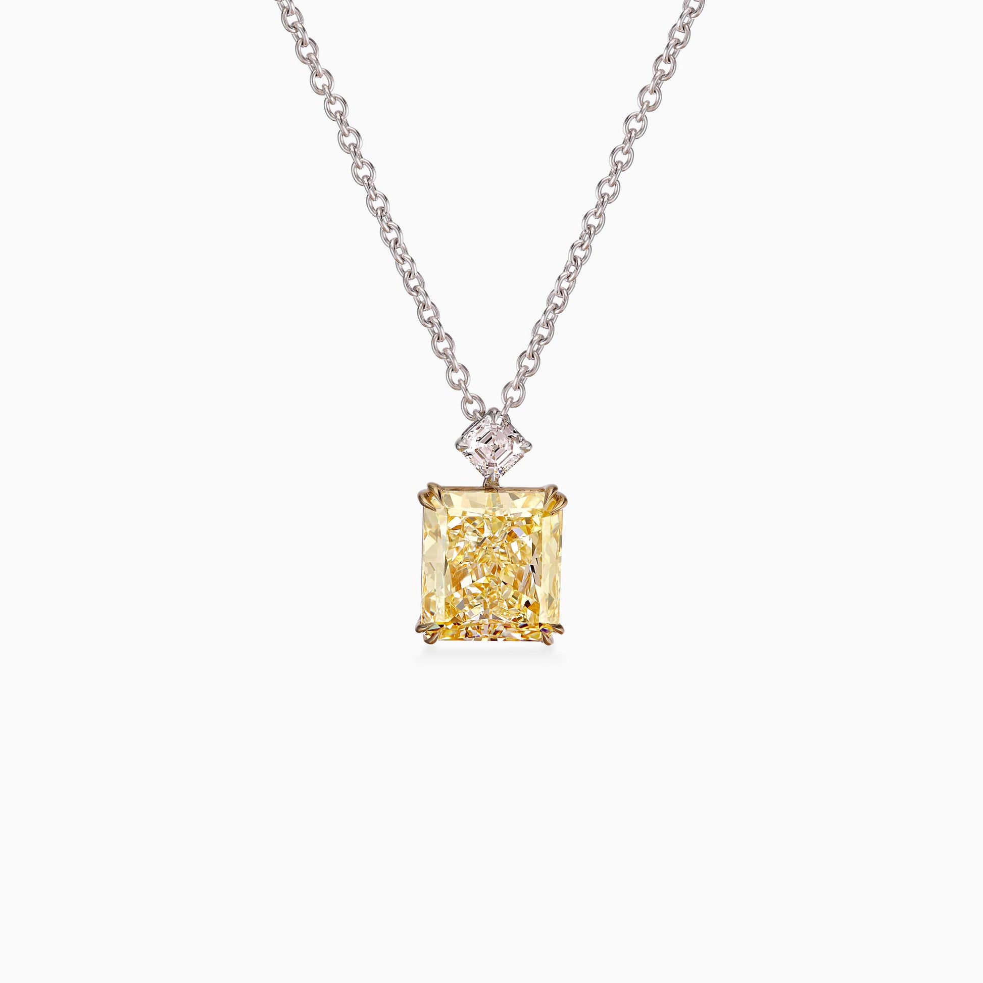 Yellow Diamond Solitaire Pendant in White Gold - High Jewellery - ALIEL
