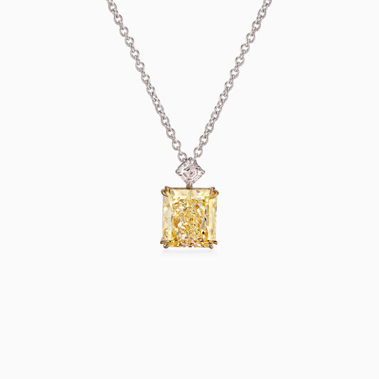 Yellow Diamond Solitaire Pendant in White Gold - High Jewellery - ALIEL